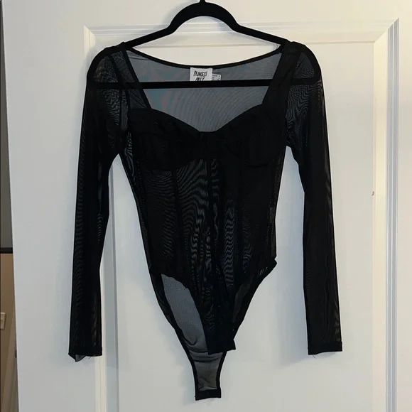 Princess Polly Black Sheer Bodysuit - Picture 1 of 3